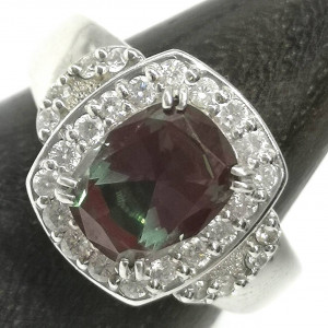 クレサンベール 再結晶 アレキサンドライト リング Pt950  2.31ct 0.50ct 箱・鑑別書付き